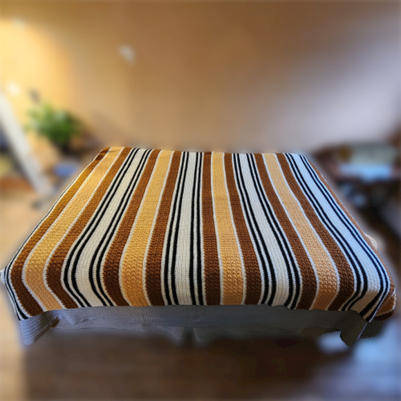 Knit Fall Neutral Afghan Blanket Twin / Full